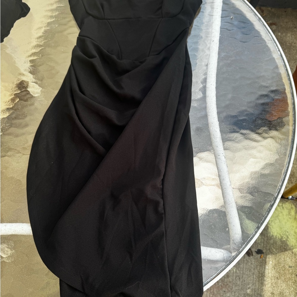 Classic Black Draped Women's Dress